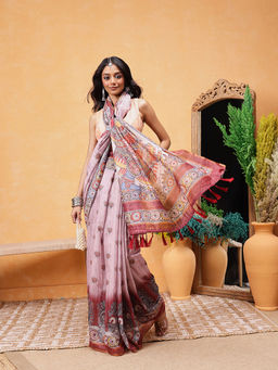 Silk Land - Madhubani Printed Saree with Unstitched Blouse