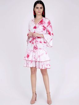 First Resort by Ramola Bachchan - Pink Tie-dye Frill Dress