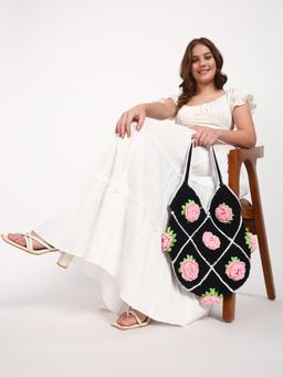 SUGERCANDY - Midnight Bloom Handmade Crochet Handbag