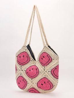 SUGERCANDY - Smiley Handmade Handbag - Pink & Beige