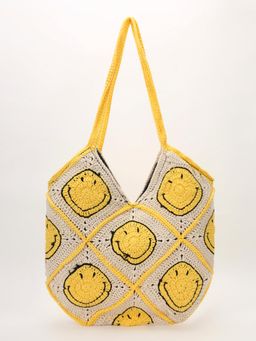 SUGERCANDY - Smiley Handmade Handbag - Yellow & Beige