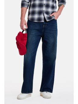 Snitch - Dark Blue Washed Loose Casual Jeans For Men