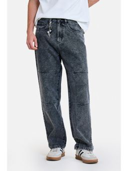 Snitch - Black Acid Wash Loose Casual Jeans For Men