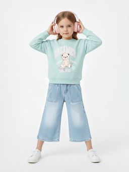 max - Blue Cotton Blend Full Sleeves Sweatshirt
