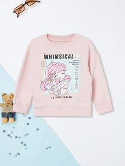 max - Pink Cotton Blend Full Sleeves Sweatshirt