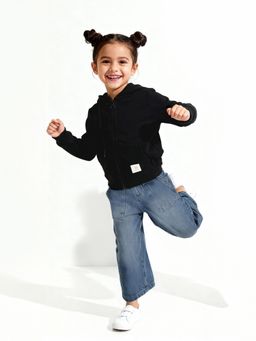 max - Black Cotton Blend Full Sleeves Hoodie