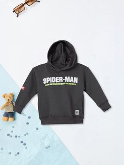 max - Grey Cotton Blend Full Sleeves Hoodie