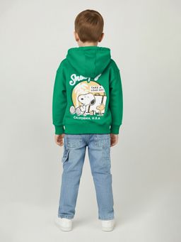 max - Green Cotton Blend Full Sleeves Hoodie