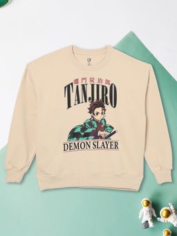 max - Beige Cotton Blend Full Sleeves Sweatshirt