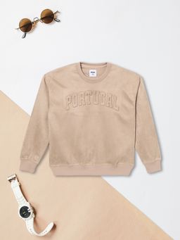 max - Beige Polyester Blend Full Sleeves Sweatshirt