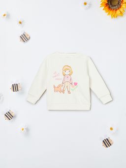 max - Off White Cotton Full Sleeves Sweatshirt