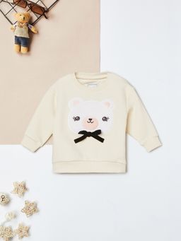 max - Beige Cotton Full Sleeves Sweatshirt