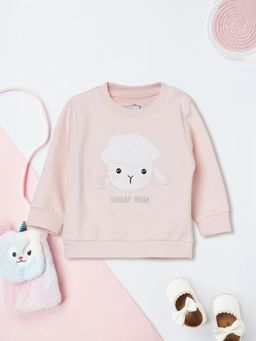 max - Pink Cotton Blend Full Sleeves Sweatshirt