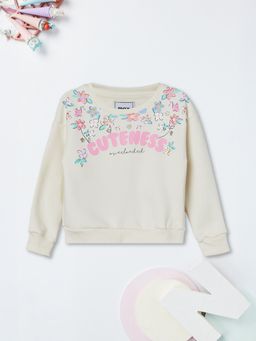 max - Off White Cotton Blend Full Sleeves Sweatshirt