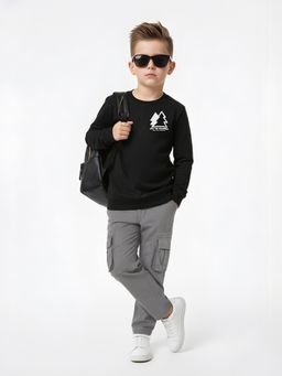 max - Black Cotton Blend Full Sleeves Sweatshirt