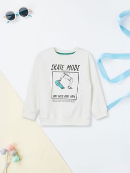 max - White Cotton Blend Full Sleeves Sweatshirt