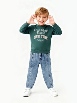 max - Green Cotton Blend Full Sleeves Sweatshirt