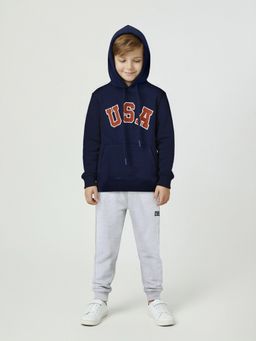 max - Navy Blue Cotton Blend Full Sleeves Hoodie