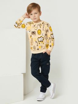 max - Beige Cotton Blend Full Sleeves Sweatshirt