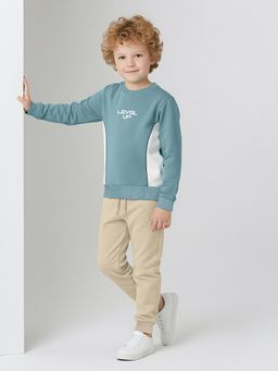 max - Blue Cotton Blend Full Sleeves Sweatshirt