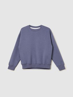 max - Blue Cotton Blend Full Sleeves Sweatshirt