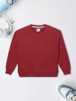 max - Red Cotton Blend Full Sleeves Sweatshirt
