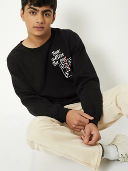max - Black Cotton Blend Full Sleeves Sweatshirt