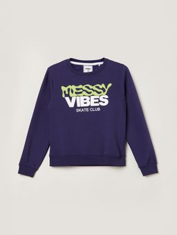 max - Blue Cotton Blend Full Sleeves Sweatshirt