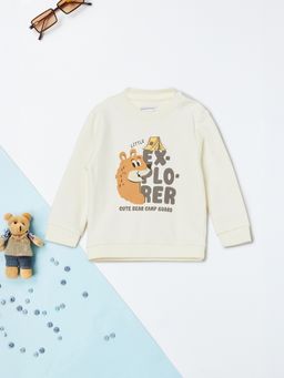 max - Off White Cotton Blend Full Sleeves Sweatshirt