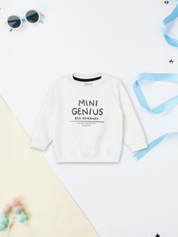 max - Off White Cotton Blend Full Sleeves Sweatshirt