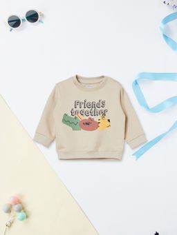 max - Beige Cotton Full Sleeves Sweatshirt