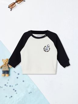 max - White Cotton Blend Full Sleeves Sweatshirt