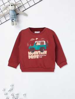 max - Maroon Cotton Blend Full Sleeves Sweatshirt