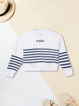max - White Cotton Blend Full Sleeves Sweatshirt