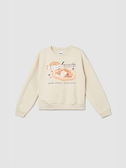max - Beige Cotton Blend Full Sleeves Sweatshirt