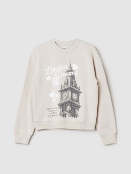 max - Beige Cotton Blend Full Sleeves Sweatshirt