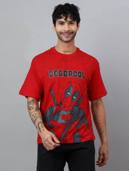 Free Authority - Men Deadpool Graphic Cotton Red T-shirt