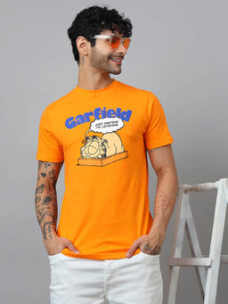 Free Authority - Men Garfield Graphic Cotton Orange Regular Fit T-shirt