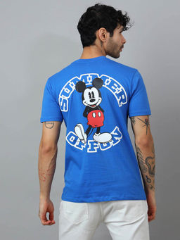 Free Authority - Men Mickey and Friends Graphic Cotton Blue T-shirt
