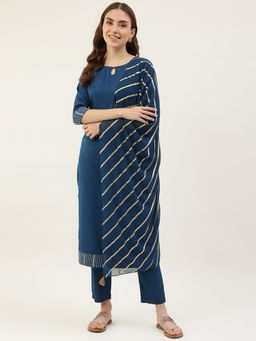 FIORRA - Teal Solid Kurta with Pant and Printed Dupatta (Set of 3)