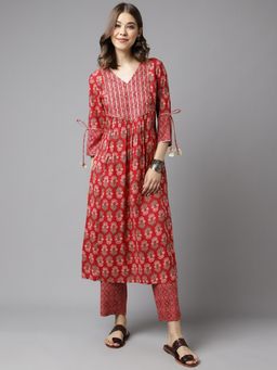 FIORRA - Red Floral Printed Kurta with Pant (Set of 2)