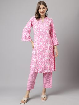 FIORRA - Pink Floral Printed Kurta with Pant (Set of 2)