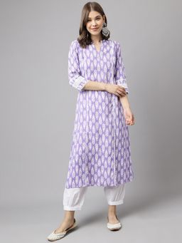 FIORRA - Lavender Block Print Kurta with Salwar (Set of 2)