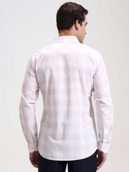 JadeBlue - Light Pink Checked Formal Trousers