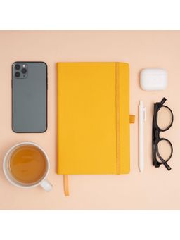 Doodle Collection - Pro Series Executive A5 PU Leather Hardbound UnRuled Diary with Pen Loop Yellow