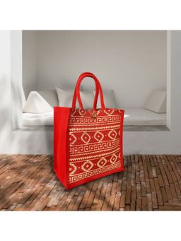 Earth Bags - RED NORDIC PRINTED LUNCH BAGS WITH LOOP CLOSURE.