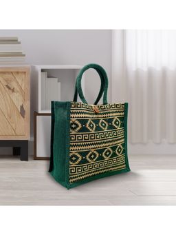 Earth Bags - GREEN NORDIC PRINTED LUNCH BAGS WITH LOOP CLOSURE.