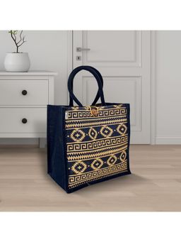Earth Bags - NEVY BLUE NORDIC PRINTED LUNCH BAGS WITH LOOP CLOSURE.