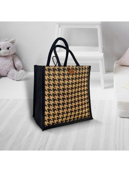 Earth Bags - BLACK HOUNDSTOOTH PRINTED LUNCH BAGS WITH LOOP CLOSURE.