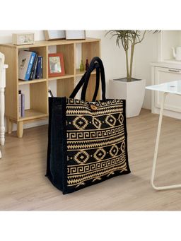Earth Bags - BLACK NORDIC PRINTED LUNCH BAGS WITH LOOP CLOSURE.
